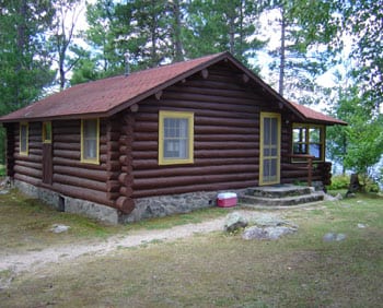 Birch cabin exterior.