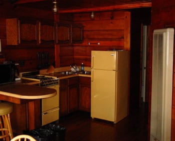 Driftwood cabin kitchen.