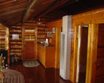Spruce cabin interior.